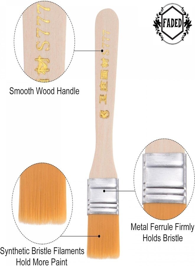 Faded Premium Flat Paint Brush Set - Natural Finish Handles with Soft Nylon Bristles for Smooth Application | Ideal for Acrylic, Watercolor, Tempera & DIY Art Projects (5 Pcs) - Image 2